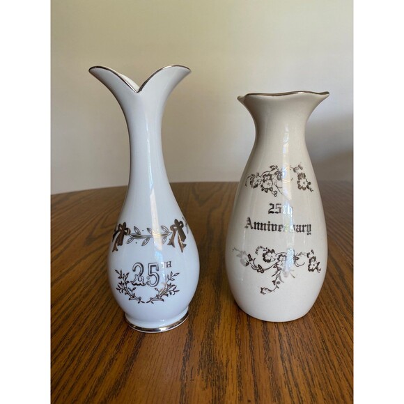 Lefton & Bel-Terr China 25th Anniversary Flower Vase - Picture 1 of 7